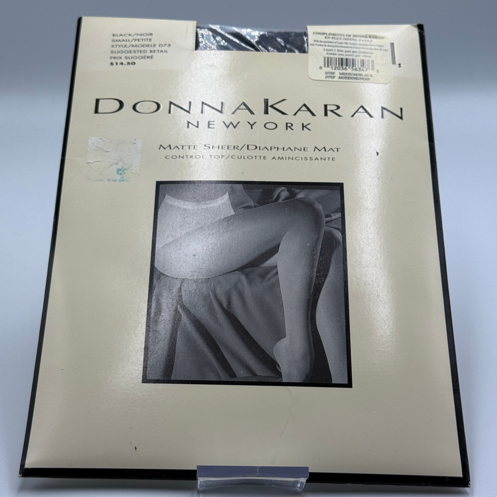 Vintage Donna Karan Matte Sheer Control Top Black/Noir Small Style D75